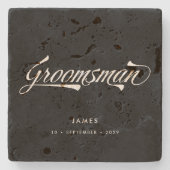 Stylish Black Retro Typography Groomsmen Stenen Onderzetter (Voorkant)