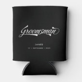 Stylish Black Retro Typography Groomsmen Wedding Blikjeskoeler (Voorkant)