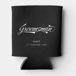 Stylish Black Retro Typography Groomsmen Wedding Blikjeskoeler