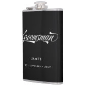 Stylish Black Retro Typography Groomsmen Wedding Heupfles (Links)