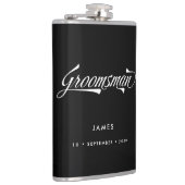 Stylish Black Retro Typography Groomsmen Wedding Heupfles (Rechts)