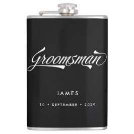 Stylish Black Retro Typography Groomsmen Wedding Heupfles