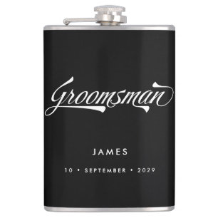 Stylish Black Retro Typography Groomsmen Wedding Heupfles