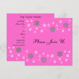 Stylish Black Snowflakes Invitation Sjabloon Kaart