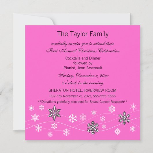 Stylish Black Snowflakes Invitation Sjabloon Kaart (Achterkant)