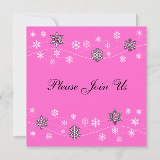 Stylish Black Snowflakes Invitation Sjabloon Kaart (Voorkant)