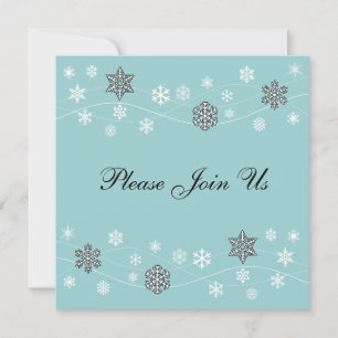 Stylish Black Snowflakes Invitation Sjabloon Kaart