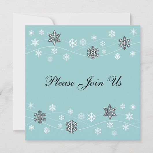 Stylish Black Snowflakes Invitation Sjabloon Kaart (Voorkant)