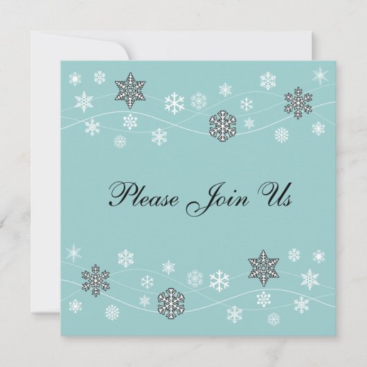 Stylish Black Snowflakes Invitation Sjabloon Kaart (Voorkant)