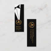 Stylish Black Tuxedo Gold Chauffeur-driver Mini Visitekaartje (Voorkant / Achterkant)