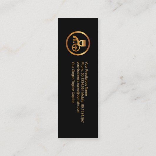 Stylish Black Tuxedo Gold Chauffeur-driver Mini Visitekaartje (Achterkant)