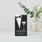Stylish Black Tuxedo Martini Restaurant Pub Visitekaartje (Staand voorkant)