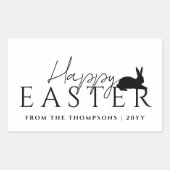 Stylish Black Typography And Bunny Happy Easter Rechthoekige Sticker (Voorkant)