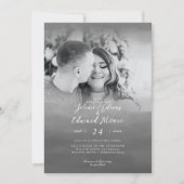 Stylish Black Waterverf Overlay Photo Wedding Kaart (Voorkant)