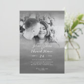 Stylish Black Waterverf Overlay Photo Wedding Kaart (Staand voorkant)