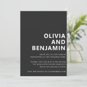 Stylish Black White Bold Typography Photo Wedding Kaart (Staand voorkant)
