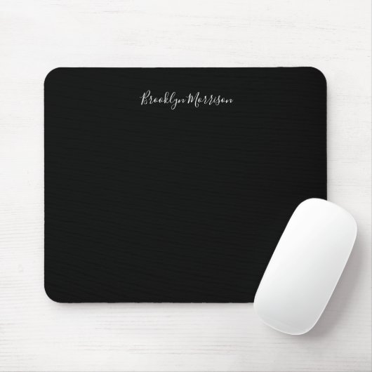 Stylish black white custom script monogram name muismat (Met muis)