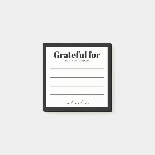 Stylish Black & White Grateful Gratitude Note (Voorkant)