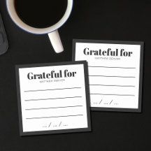 Stylish Black & White Grateful Gratitude Note