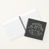 Stylish Black White Hand Painted Floral Wedding Notitieboek (Binnen)