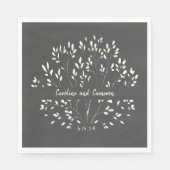 Stylish Black White Hand Painted Floral Wedding Servet (Voorkant)