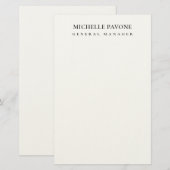 Stylish Black & White Simple Plain Professional Briefpapier (Voorkant / Achterkant)