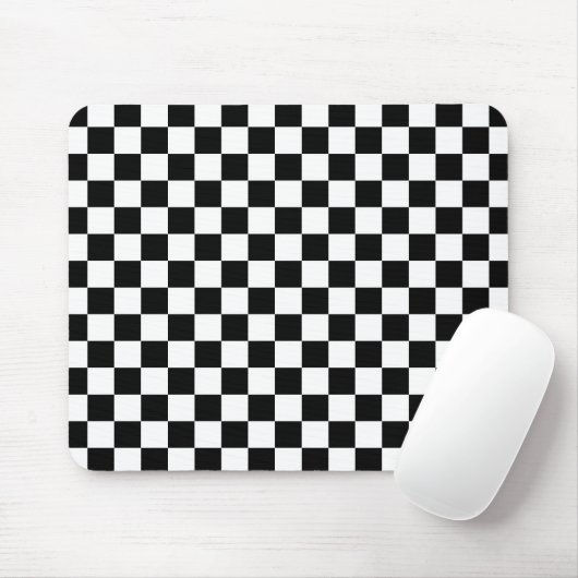 Stylish Black White Square Pattern Muismat (Met muis)