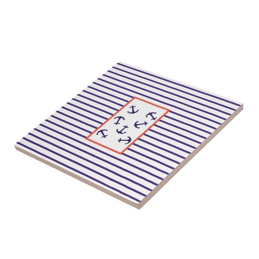 Stylish Blue Anchor Zee Ocean Theme Tegeltje (Zijkant)