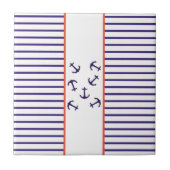 Stylish Blue Anchor Zee Ocean Theme Tegeltje (Voorkant)