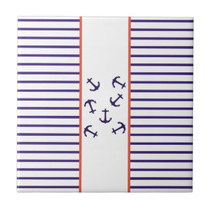 Stylish Blue Anchor Zee Ocean Theme Tegeltje