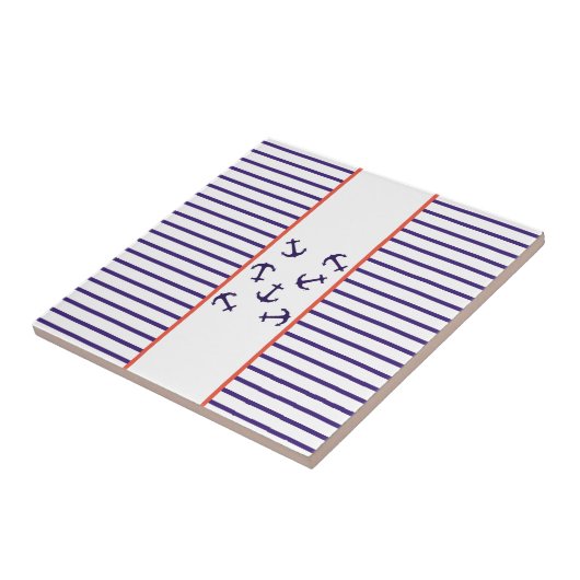 Stylish Blue Anchor Zee Ocean Theme Tegeltje (Zijkant)