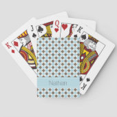 Stylish Blue and Brown Argyle Pattern Monogram Pokerkaarten (Achterkant)