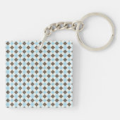 Stylish Blue and Brown Personalised Argyle Pattern Sleutelhanger (Achterkant)