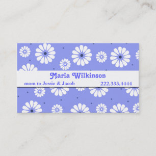 Stylish Blue and White Daisy mammie Kaart Contactkaartje