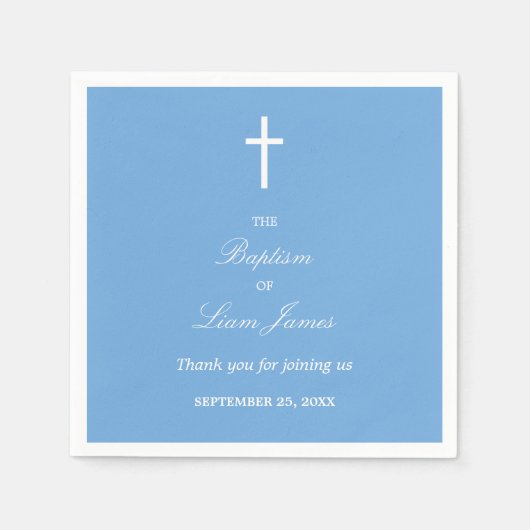Stylish Blue Baptism Party Napkins Servet (Voorkant)