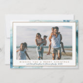 Stylish Blue&Beige Marble Photo Christmas Feestdagenkaart (Voorkant)