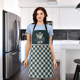 Stylish Blue & Cream Tartan – Perfect for Cooking Schort