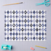 Stylish Blue Equestrian Diamond Pattern Tissuepapier (Craft)