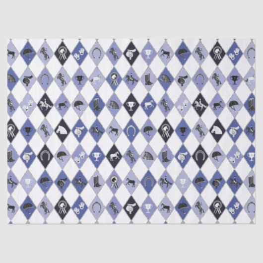 Stylish Blue Equestrian Diamond Pattern Tissuepapier (Voorkant)