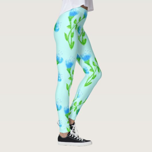 Stylish Blue Floral Pants Leggings (Rechts)