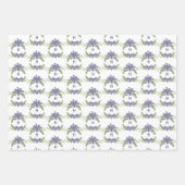 Stylish Blue Floral Rabbit Waterverf Cute Bunny Inpakpapier Vel (Voorkant 3)