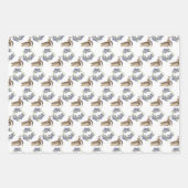 Stylish Blue Floral Rabbit Waterverf Cute Bunny Inpakpapier Vel (Voorkant 2)