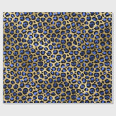 Stylish Blue & Gold Foil Leopard Spots Safari Cadeaupapier (Vlak)