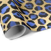 Stylish Blue & Gold Foil Leopard Spots Safari Cadeaupapier (Rol Hoek)