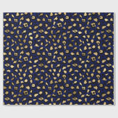 Stylish Blue & Gold Foil Leopard Spots Safari Cadeaupapier (Vlak)