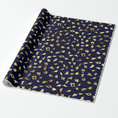 Stylish Blue & Gold Foil Leopard Spots Safari Cadeaupapier (Uitgerold)