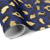 Stylish Blue & Gold Foil Leopard Spots Safari Cadeaupapier (Rol Hoek)