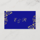 Stylish Blue Gold Swirls Wedding Website Informatiekaartje (Achterkant)