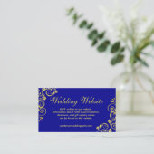 Stylish Blue Gold Swirls Wedding Website Informatiekaartje (Staand voorkant)