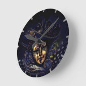 Stylish Blue Gold Venetian Carnival Mask Ronde Klok (Hoek)